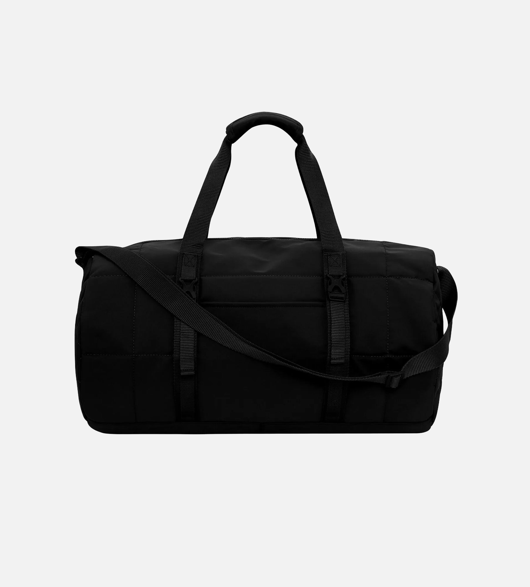 Matte quilted barrel duffel. 27 L.